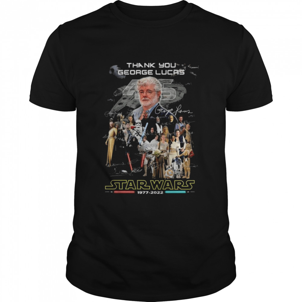 Thank You George Lucas 45 Star Wars 1977 2022 Signatures  Classic Men's T-shirt