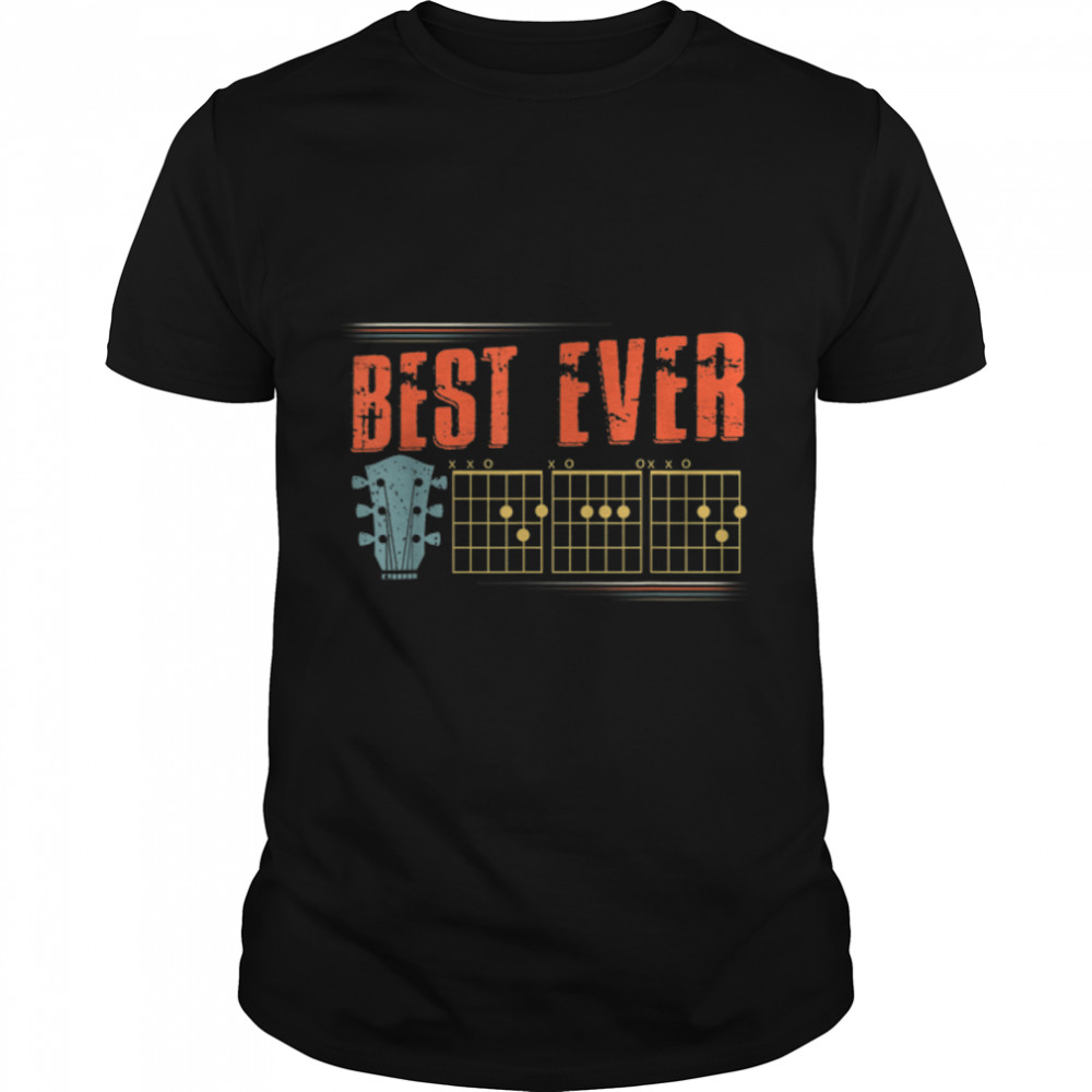 Best Dad Ever Vintage Funny Guitarist Father Guitar Men T-Shirt B0B211Sk45