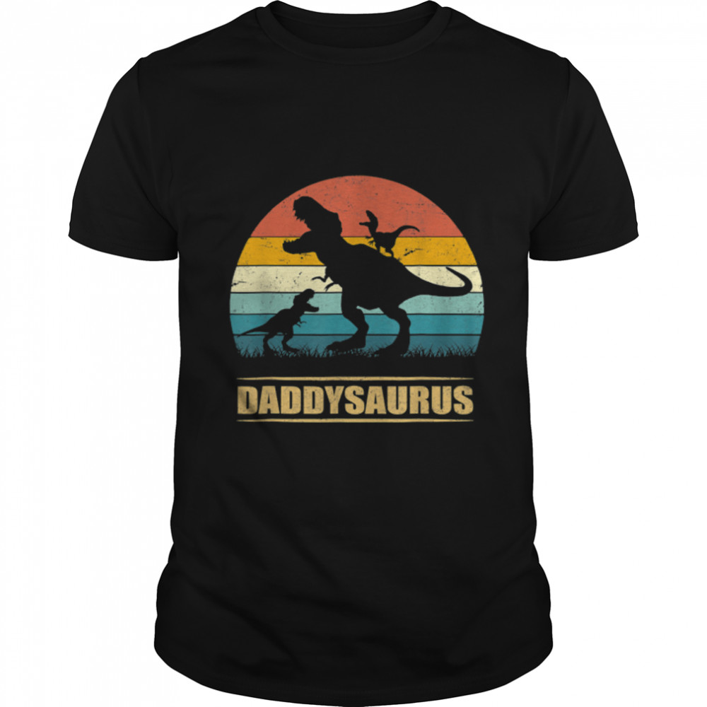 Daddy Dinosaur Daddysaurus 2 Kids Father'S Day Gift For Dad T-Shirt B0B1Zx31Xq