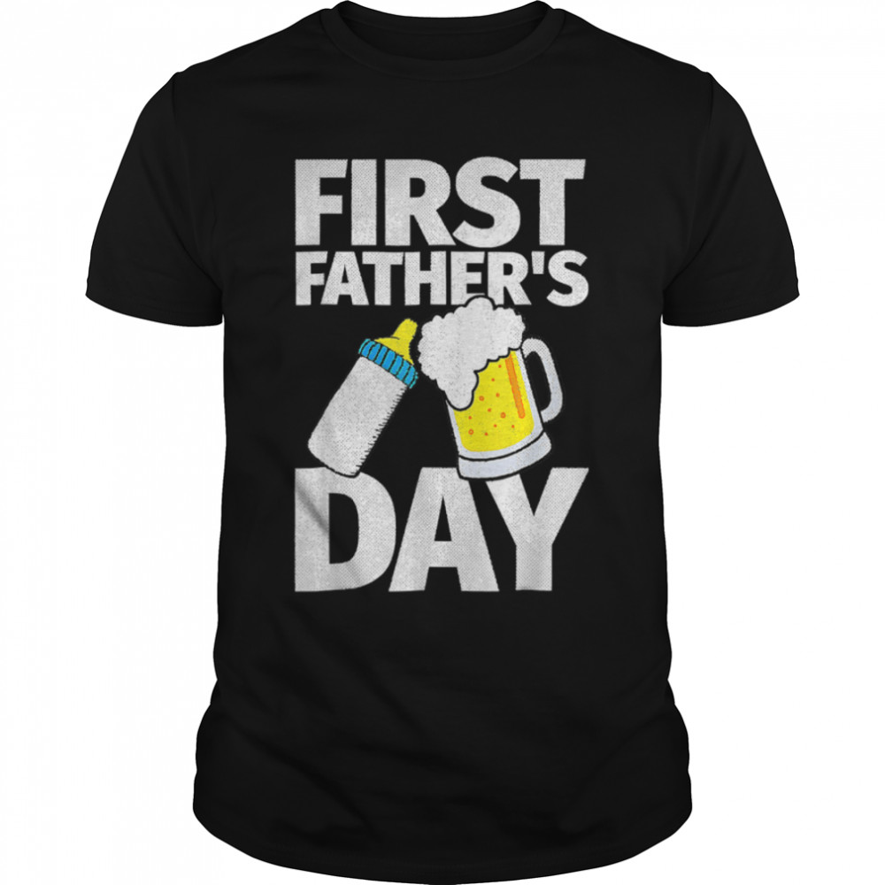 Happy First Father'S Day Beer Baby Bottle New Dad Daddy 2022 T-Shirt B0B1Zqdc3H