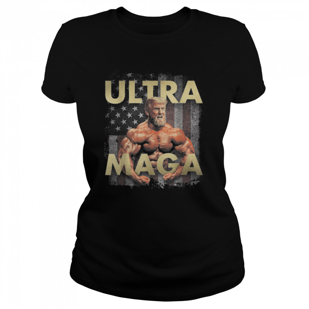 Maga King American Flag Funny Trump Buff Ultra MAGA T- B0B1ZX7SBS Classic Women's T-shirt