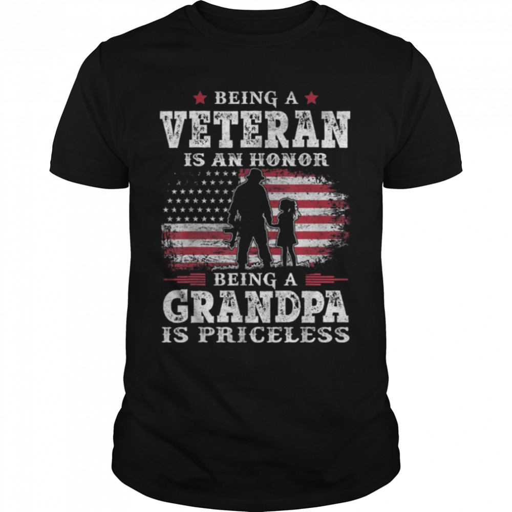 Mens Being Veteran Is An Honor Grandpa Is Priceless Usa Flag T-Shirt B0B211Yxlf