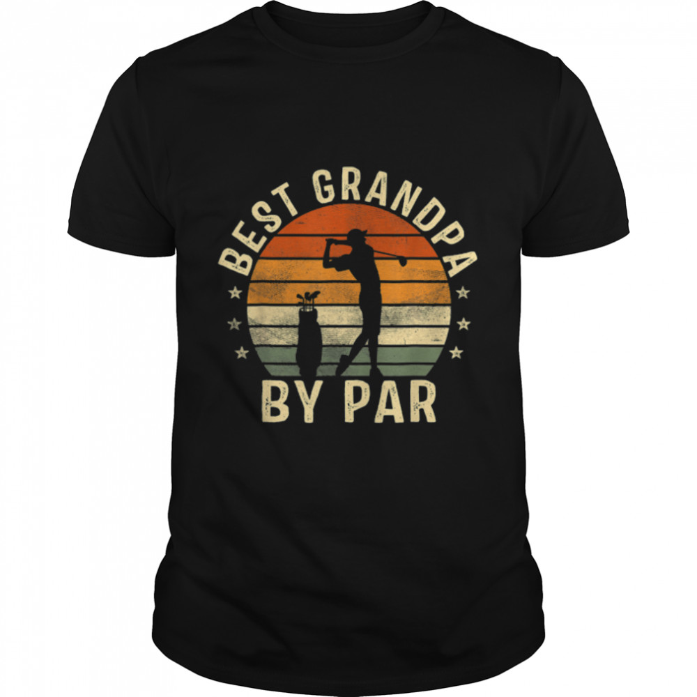 Mens Best Grandpa By Par Father'S Day Golf Golfing Vintage T-Shirt B0B1Zx5G48