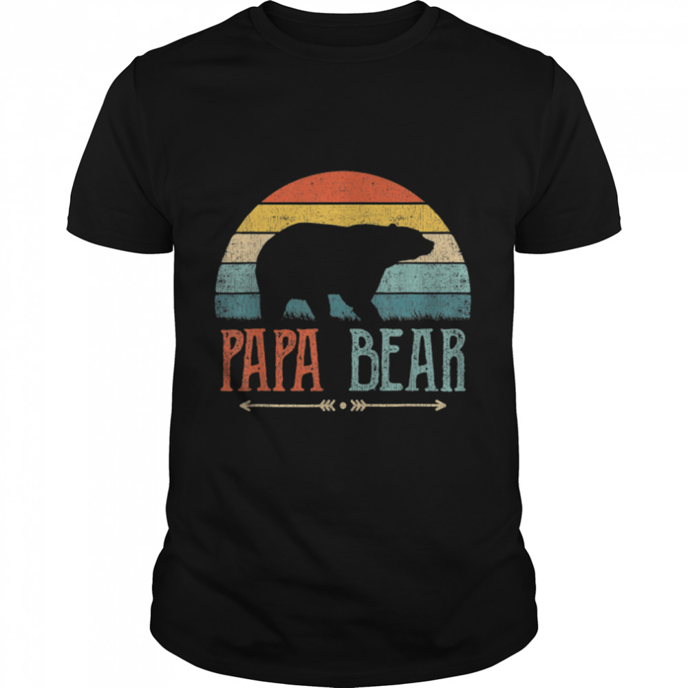 Mens Papa Bear Vintage Daddy Father's Day Retro Dad T-Shirt B0B1ZVYJN3