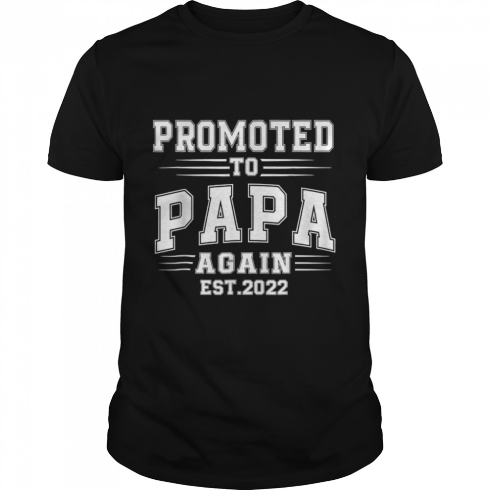 Promoted To Papa Again 2022 Dad Again Fathers Day T-Shirt B0B215R2D1