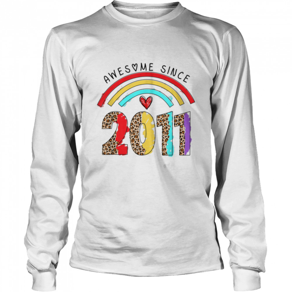Rainbow Awesome Since 2011 It's My 11th Birthday Kids T- B0B2149K18 Long Sleeved T-shirt