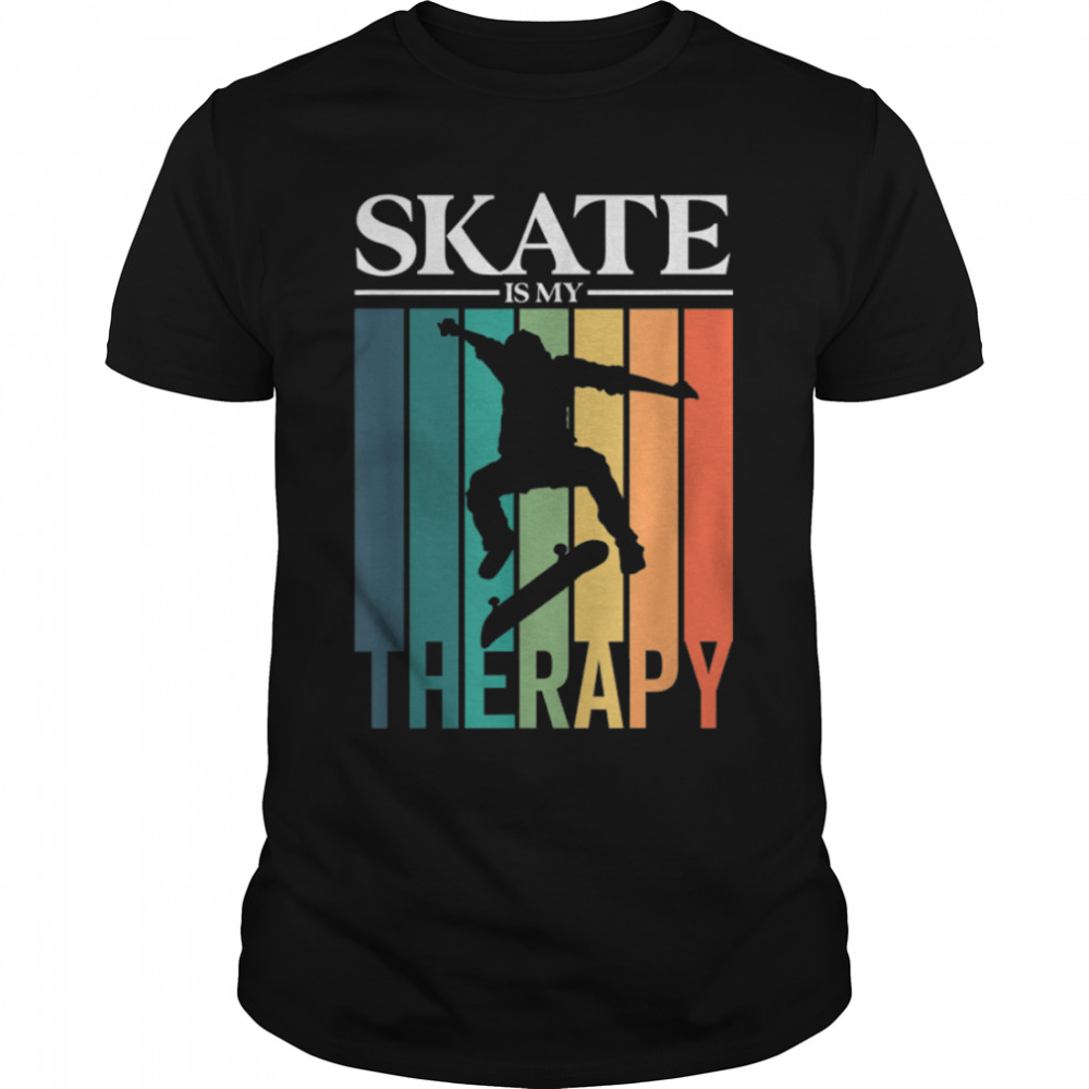 Skate Is My Therapy - Skater Silhouette T-Shirt B0B2146784