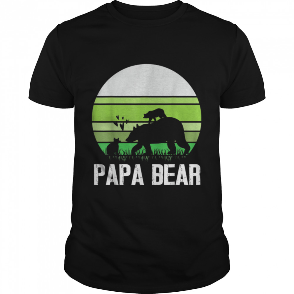 Vintage Bears Walking Together Happy Father Day Papa Bear T-Shirt B0B215328J