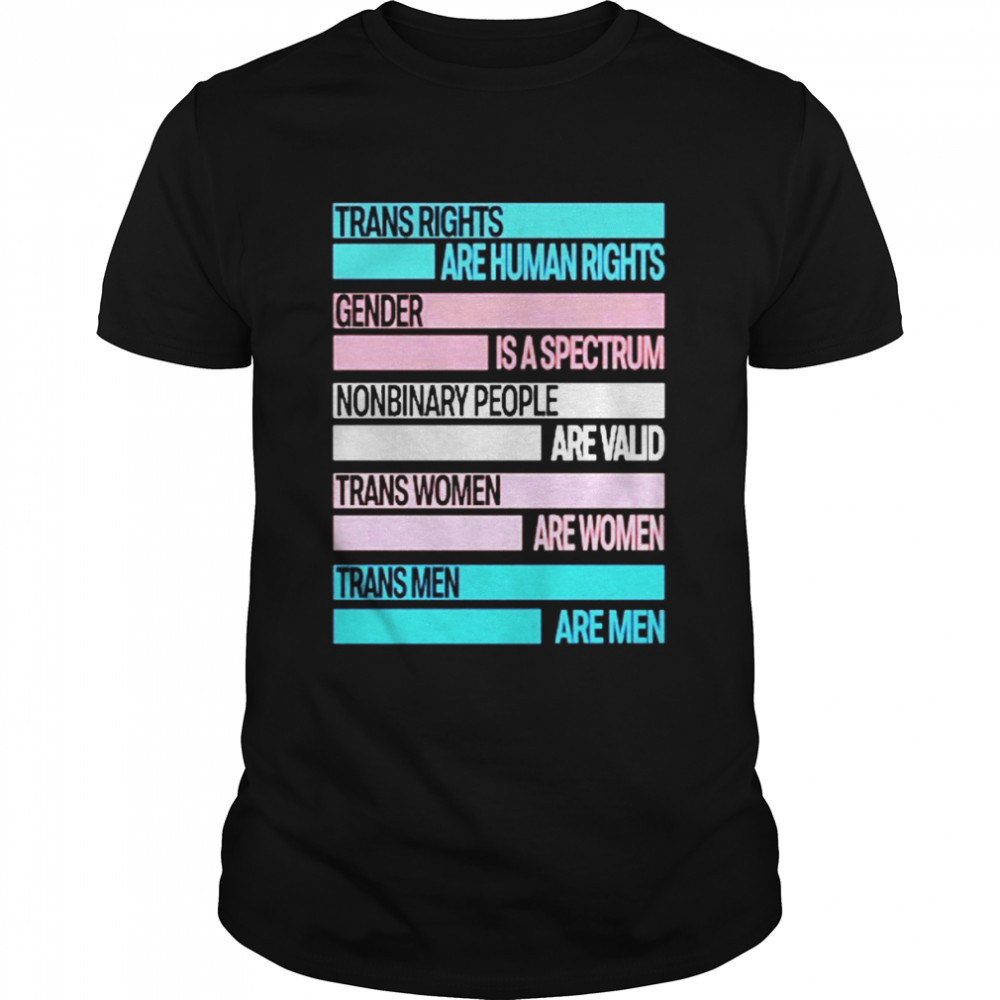 Trans Rights Are Human Rights Gender Is A Spectrum Nonbinary People Are Valid Trans Women Are Women Trans Men Are Men Shirt