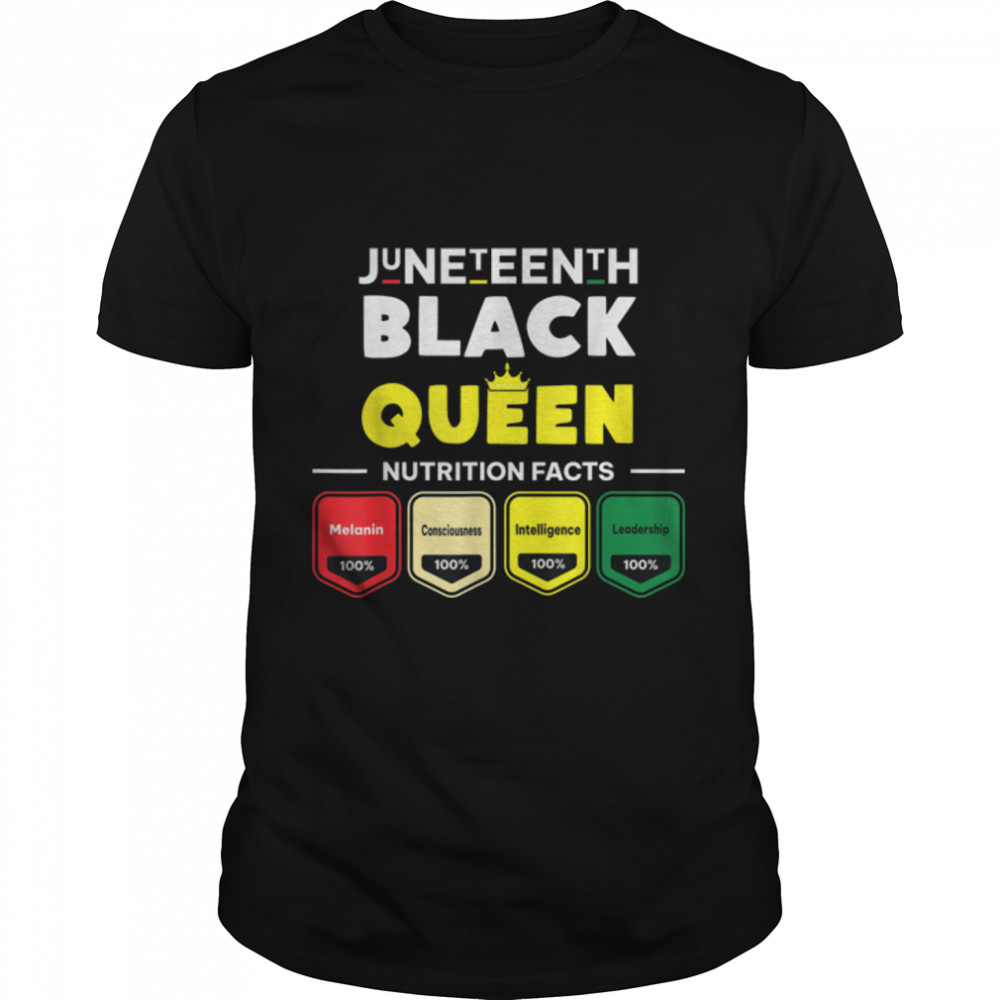 Juneteenth Black Queen Nutritional Facts Melanin African Mom T-Shirt B0B2Ddxm91