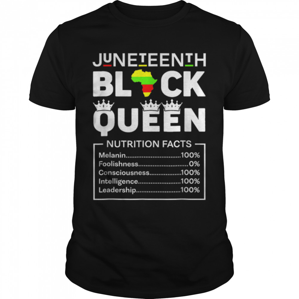 Juneteenth Black Queen Nutritional Facts Melanin African Mom T-Shirt B0B2Djln44