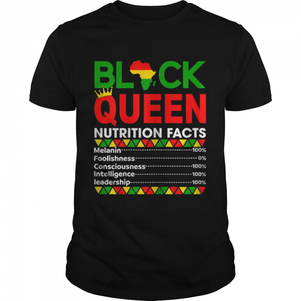 Juneteenth Melanin Black Queen Nutritional Facts Black King T-Shirt B0B2Dm5D7B