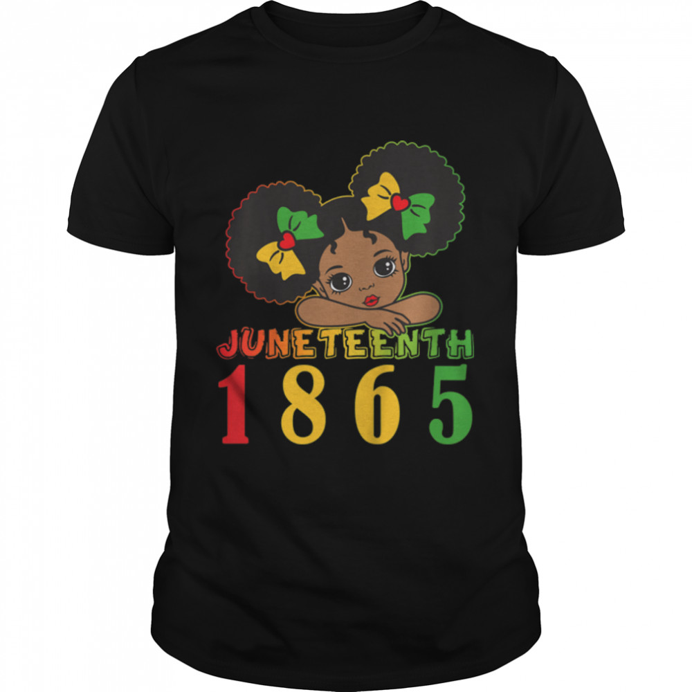 Kids Cute Black Girl Celebrate Juneteenth 1865 Black Freedom Day T-Shirt B0B2Dl591H