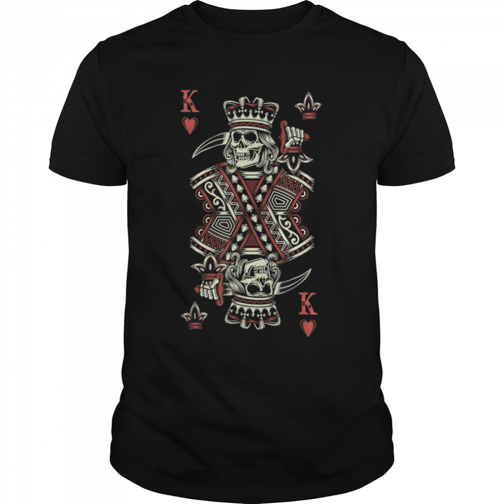 King Of Heart Skull Card Horror Funny Pattern T-Shirt B0B2Df379J