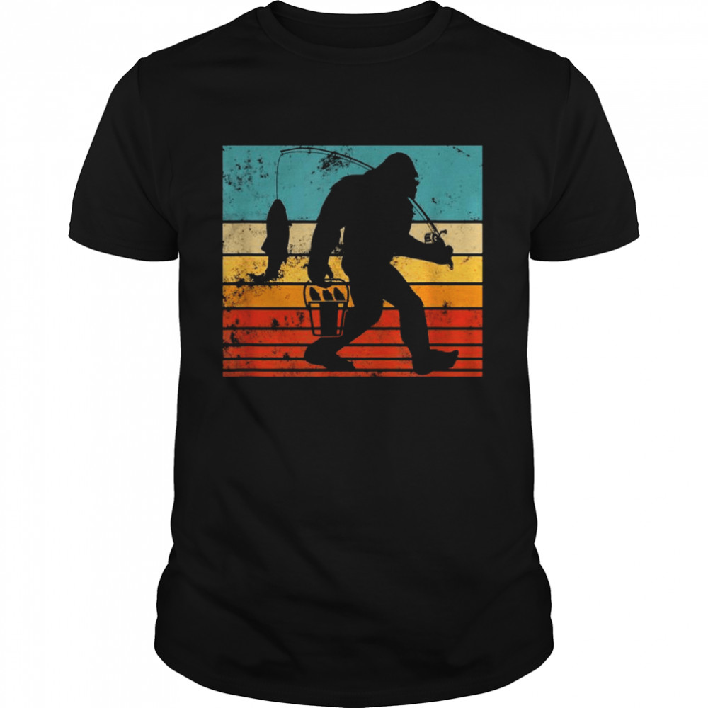 Retro Bigfoot Fishing Sasquatch and Fishing  Classic Men's T-shirt
