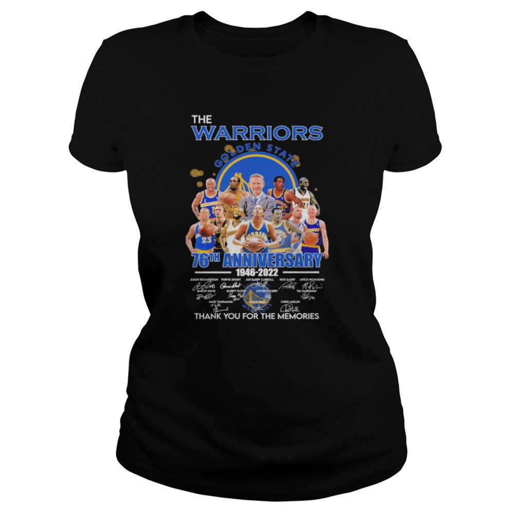 The Warriors 76th anniversary 1946 2022 Richardson and Short and Carroll signatures thank shirt Classic Women's T-shirt