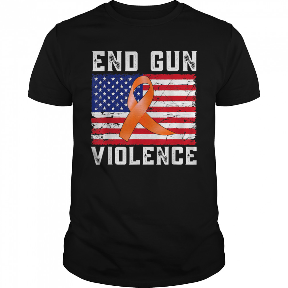 End Gun Violence Usa Flag Ribbon Anti Gun Awareness Day T-Shirt