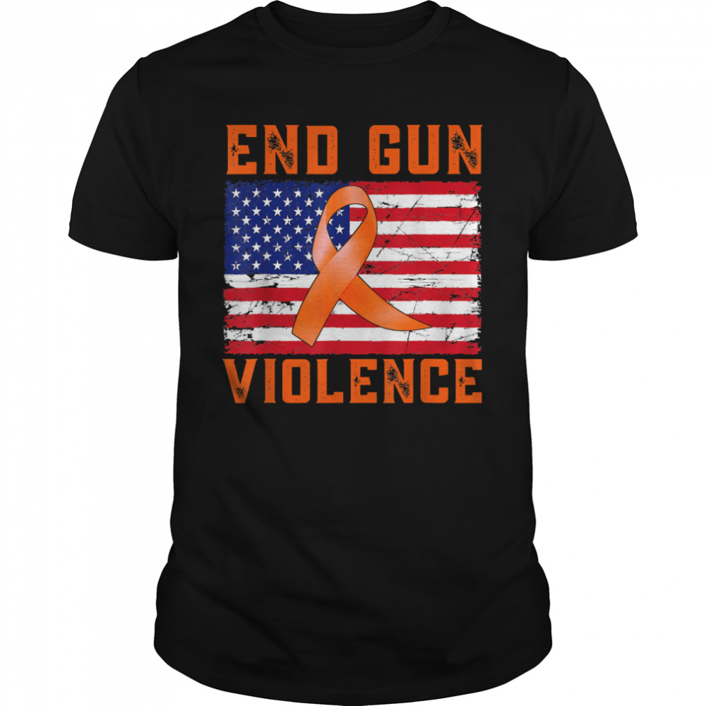 End Gun Violence USA Flag Ribbon Awareness Day Anti Gun T-Shirt