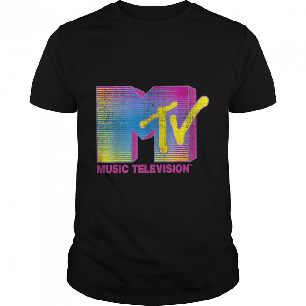 MTV Distressed Fluorescent Gradient Logo T-Shirt