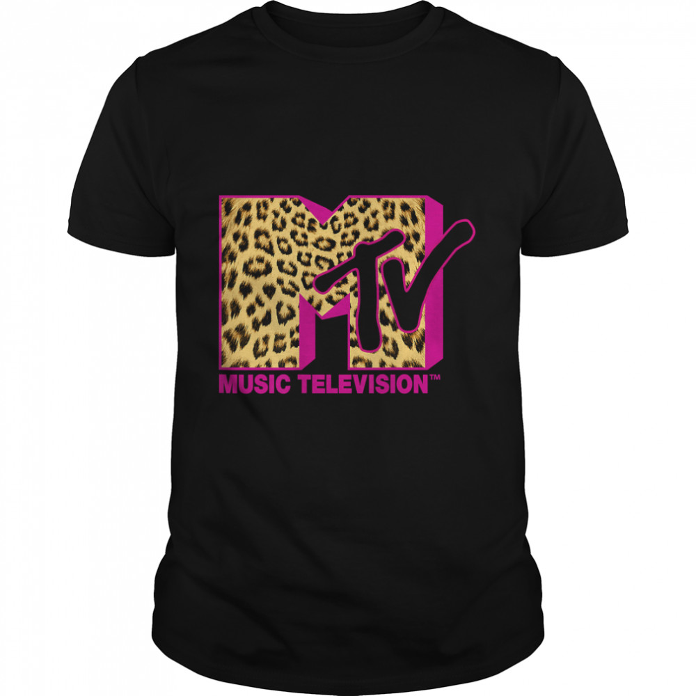MTV Logo Leopard Print Graphic T-Shirt