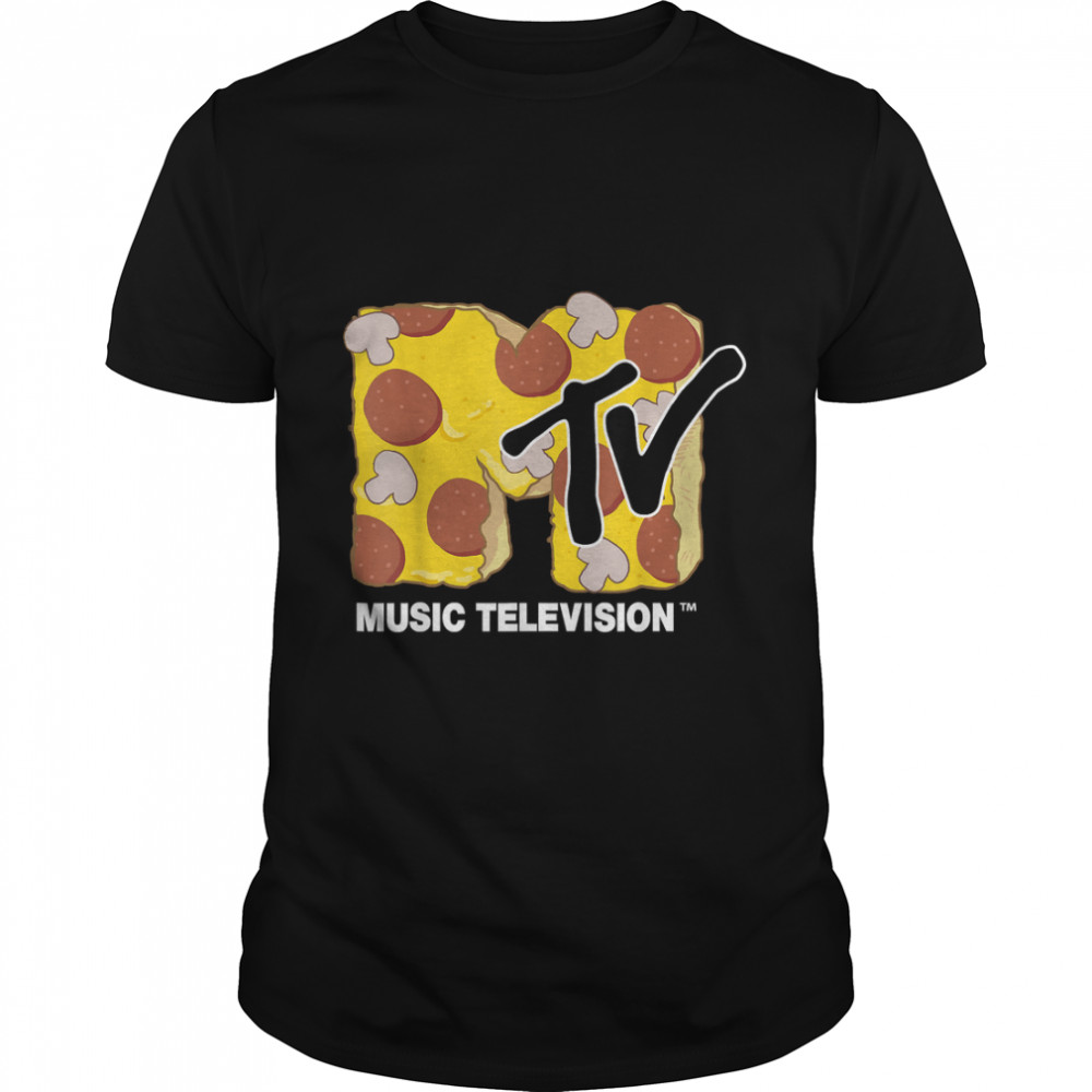 MTV Mushroom and Pepperoni Pizza MTV Logo Graphic T- Classic Men's T-shirt