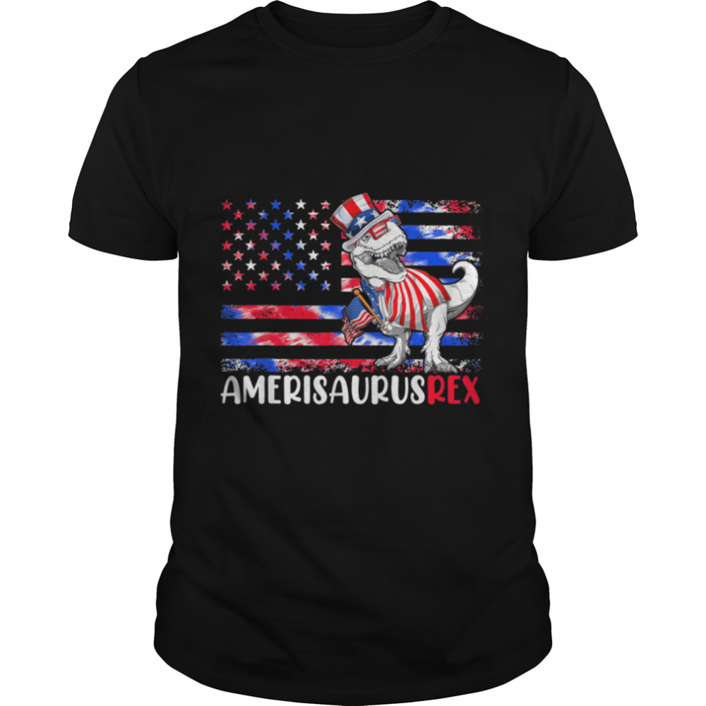 American Flag 4Th Of July T Rex Dinosaur Amerisaurus Rex Boy T-Shirt B0B2Jvtbsx
