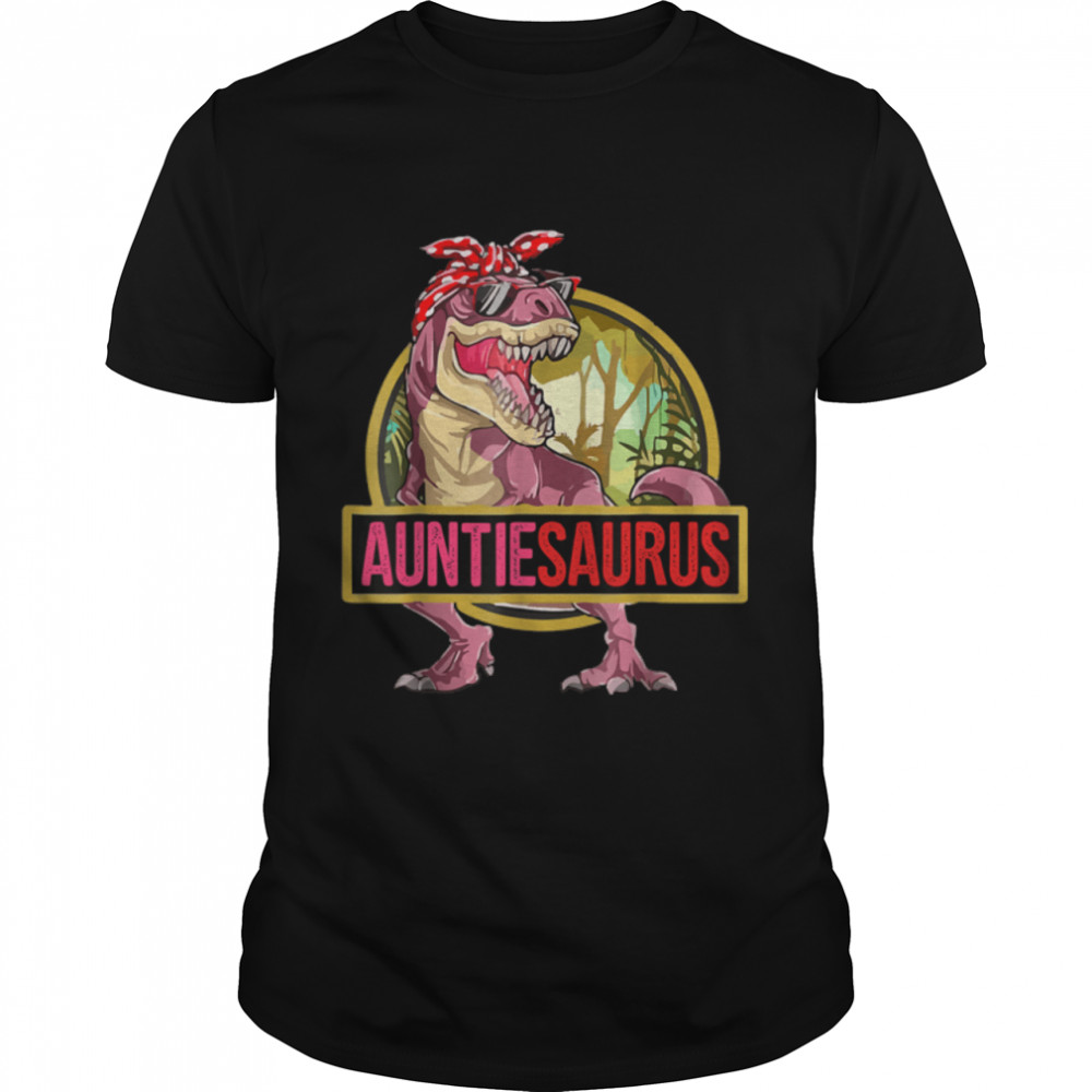 Auntiesaurus T Rex Dinosaur Auntie Saurus Family Matching T-Shirt B0B2Jr7Mb7