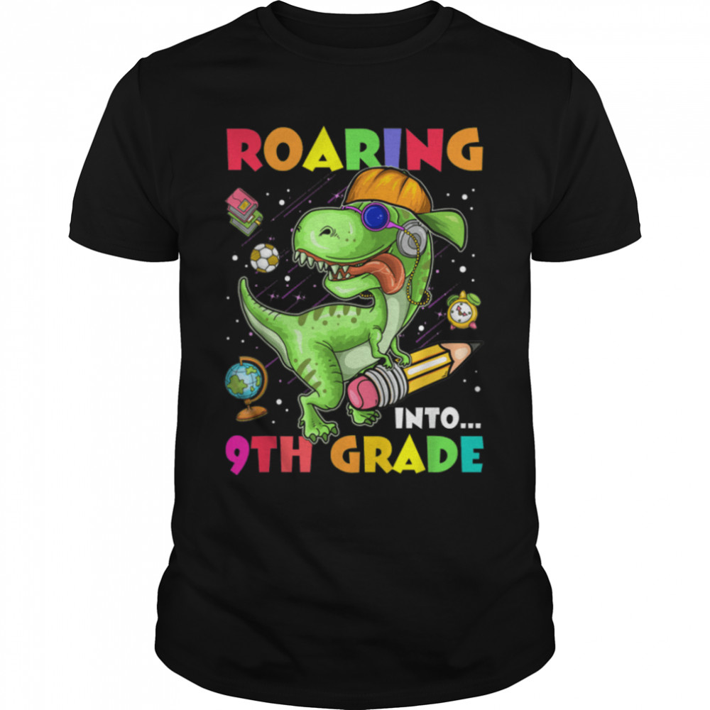 Roaring Into 9Th Grade Dinosaur Kids Back To School Boys T-Shirt B0B2Jx27Jp