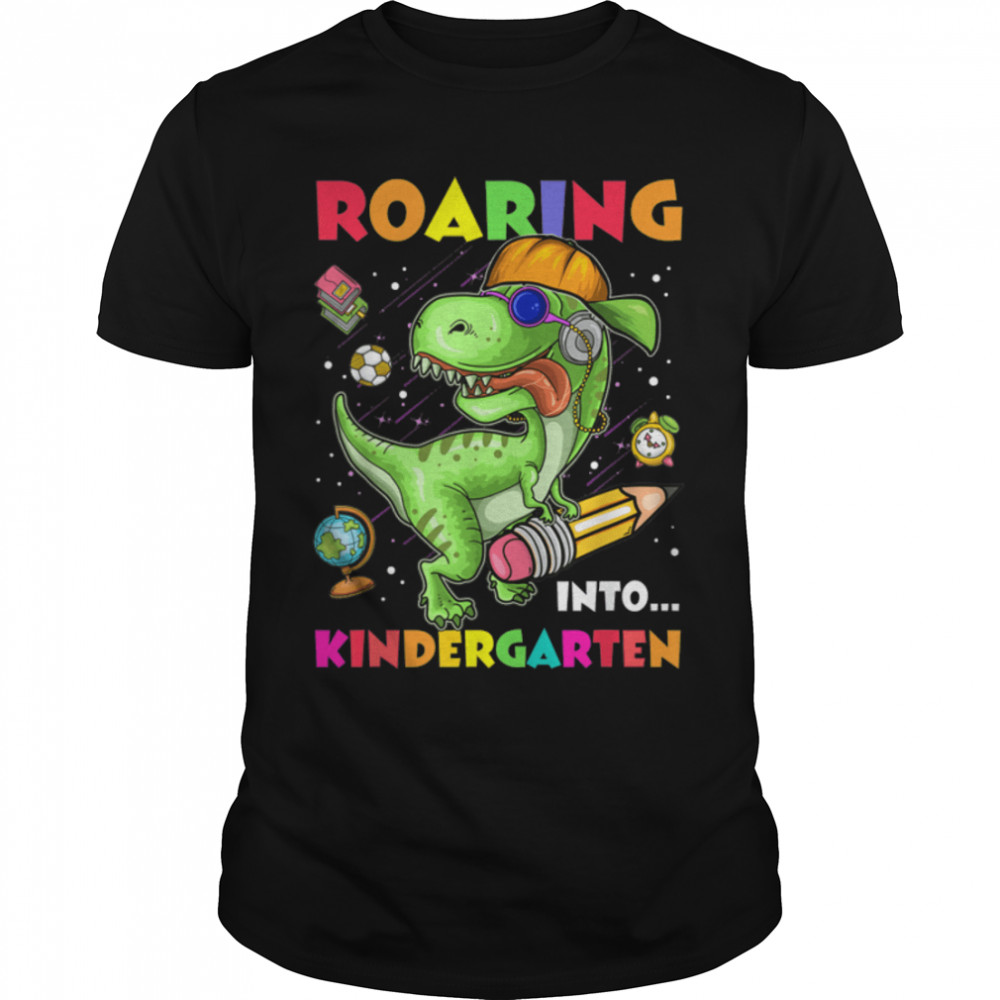 Roaring Into Kindergarten Dinosaur Kids Back To School Boys T- B0B2JWZNQV Classic Men's T-shirt
