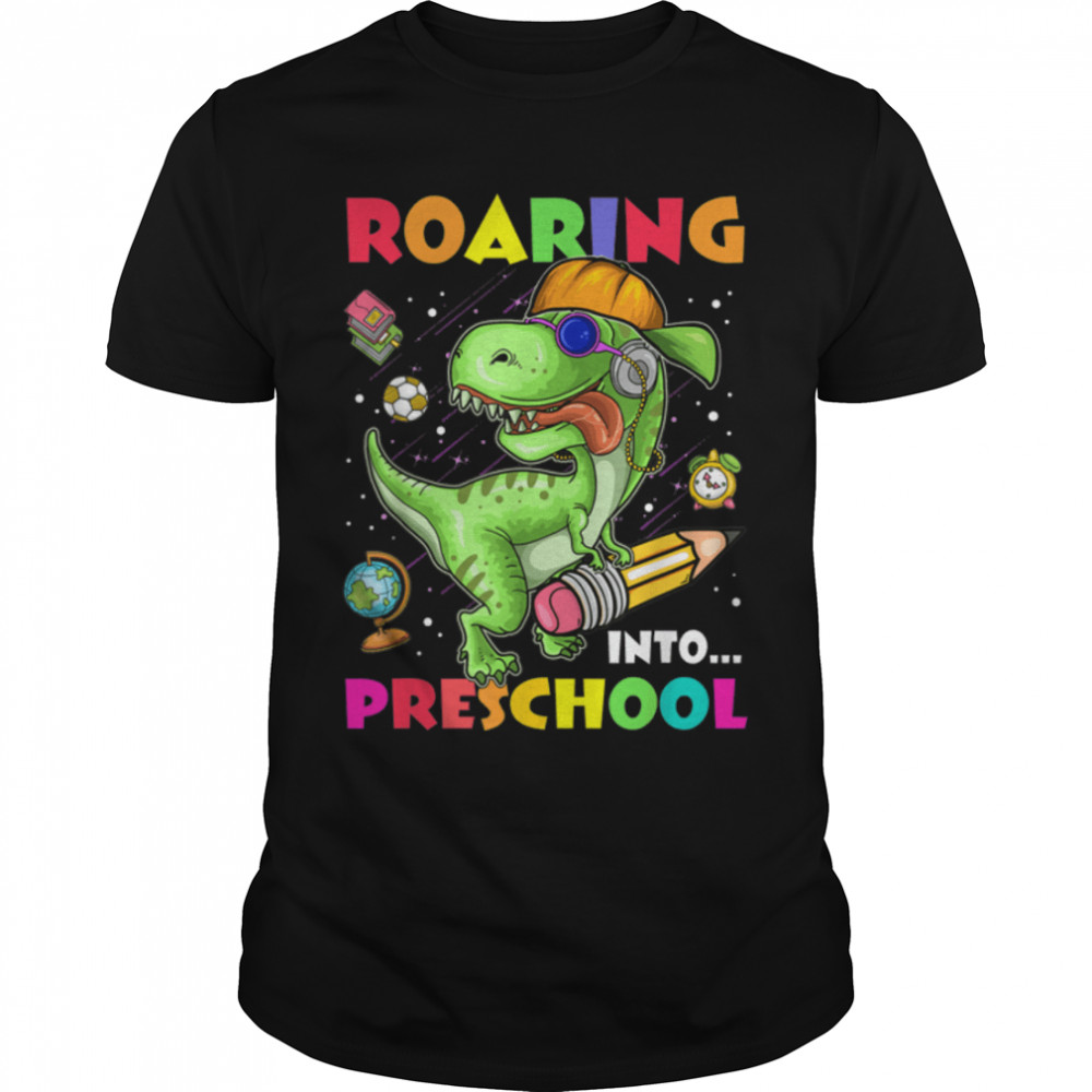 Roaring Into Preschool Dinosaur Kids Back To School Boys T- B0B2JXSK9B Classic Men's T-shirt