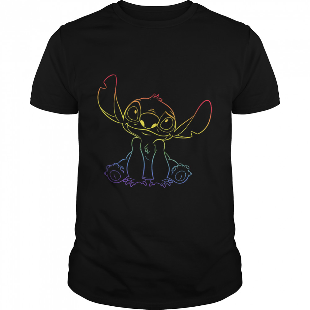 Disney Lilo & Stitch Pride Stitch Sitting Outline T-Shirt