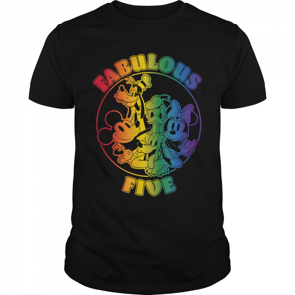 Disney Mickey & Friends Group Shot Fabulous Five Pride T-Shirt