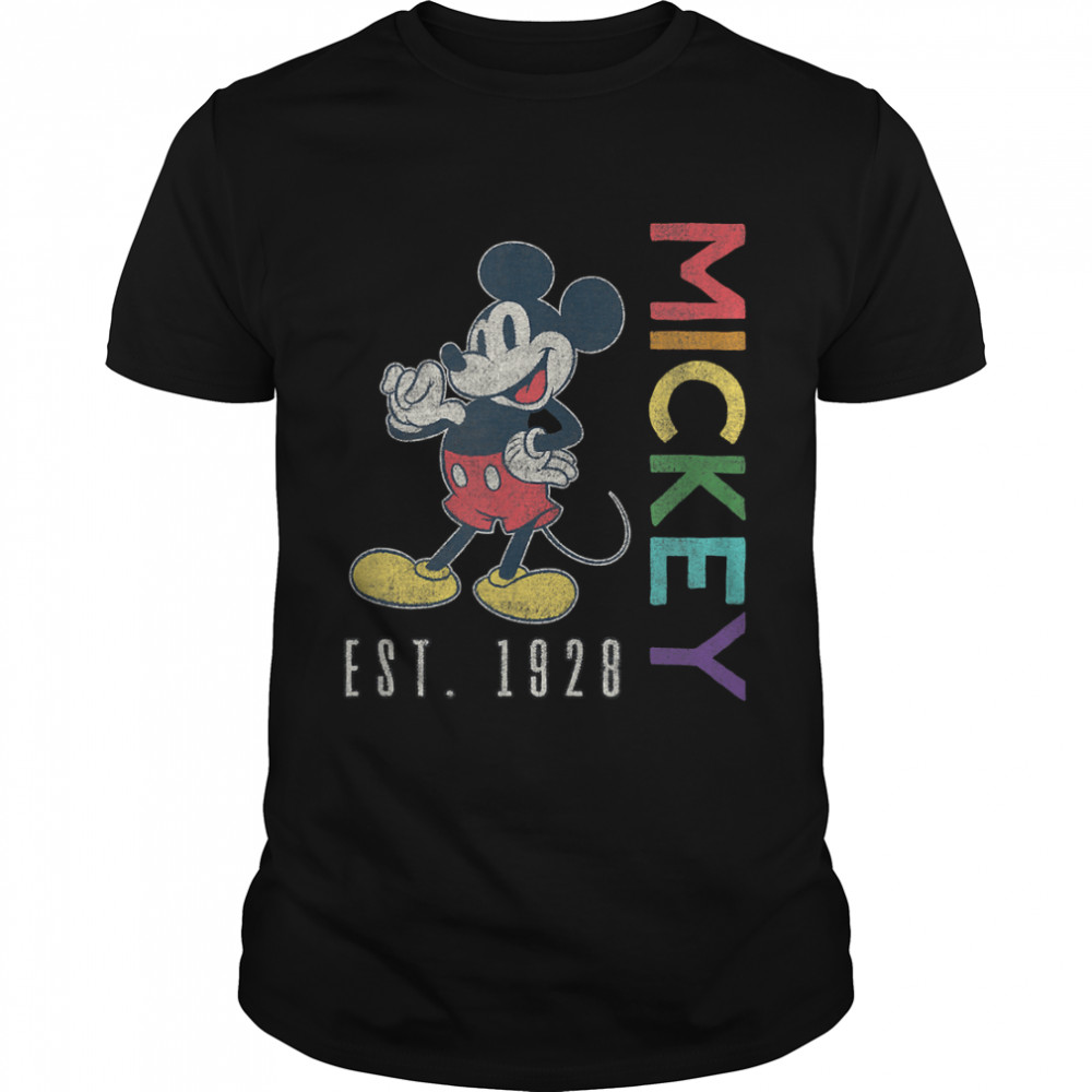 Disney Mickey Mouse Est 1928 Rainbow Lettering T-Shirt