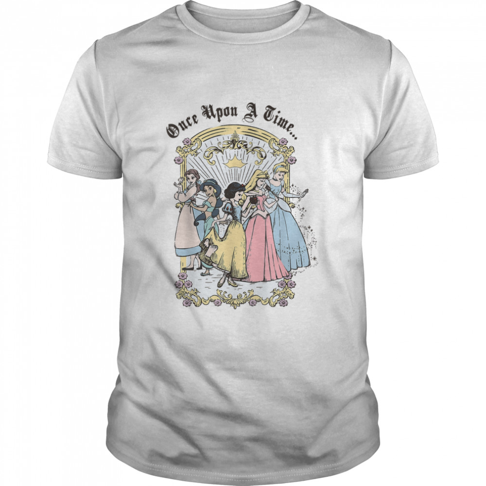 Disney Princess Once Upon A Time Vintage Cartoon T-Shirt, White, Small