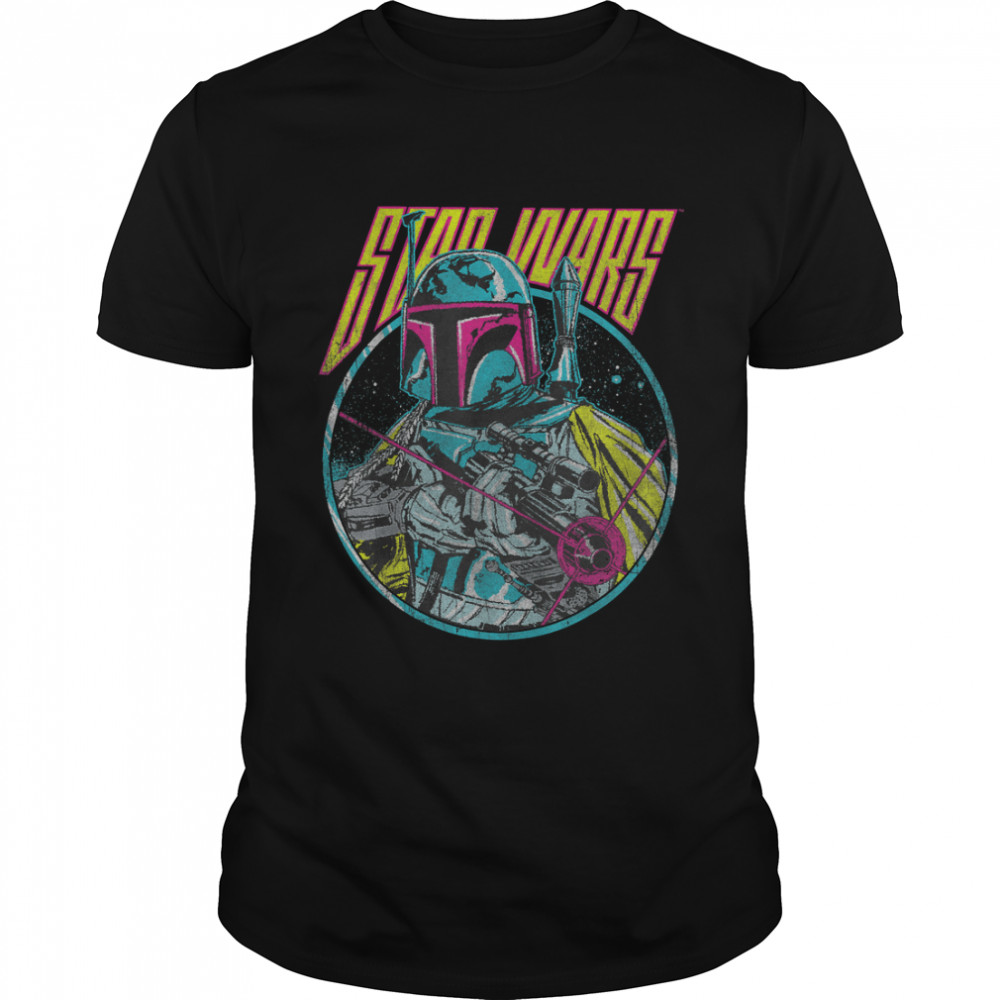 Star Wars Boba Fett Neon Blaster Vintage Graphic T-Shirt T-Shirt