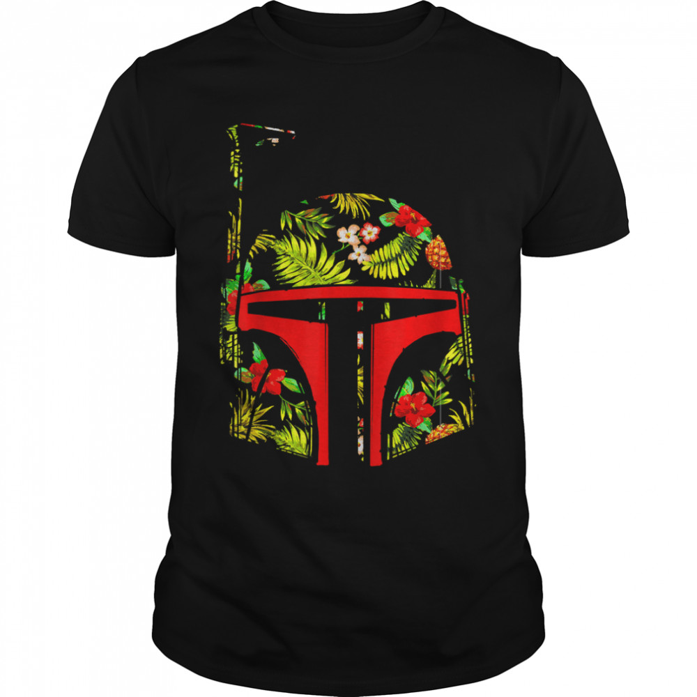 Star Wars Boba Fett Tropical Print Helmet Graphic T-Shirt