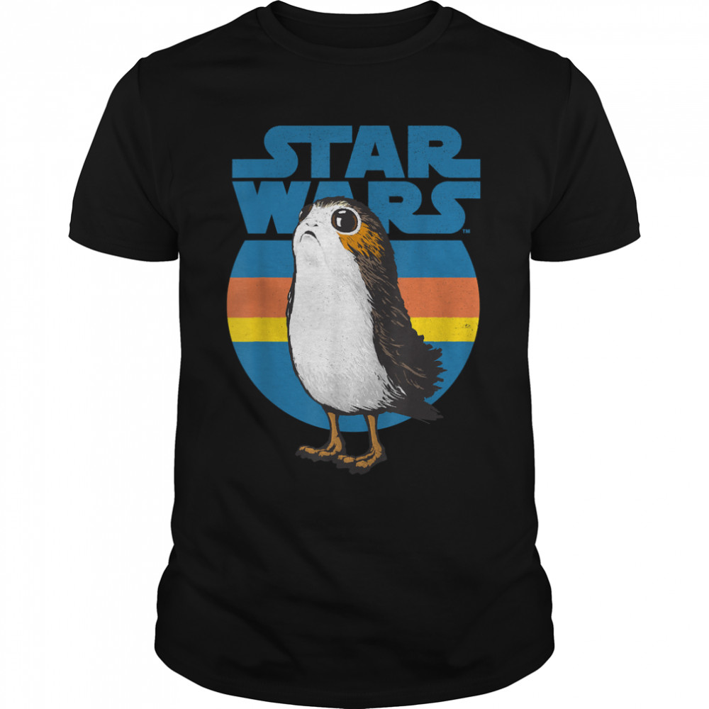 Star Wars Last Jedi Porg Retro Stripes Logo Graphic T-Shirt T-Shirt