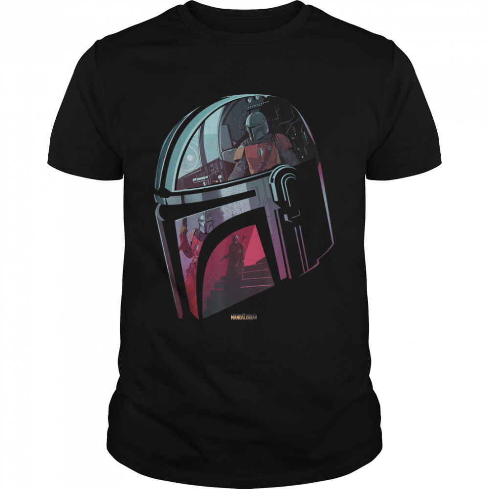 Star Wars The Mandalorian Helmet Scene Fill T-Shirt