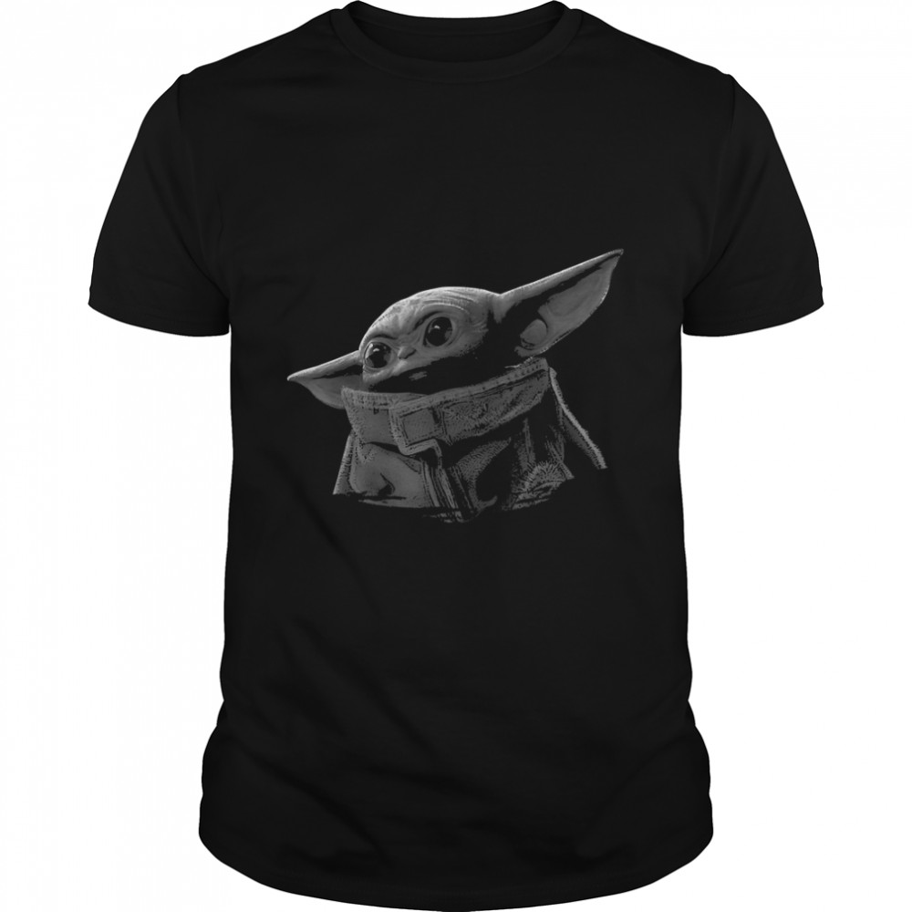 Star Wars The Mandalorian The Child Black & Grey Portrait T-Shirt