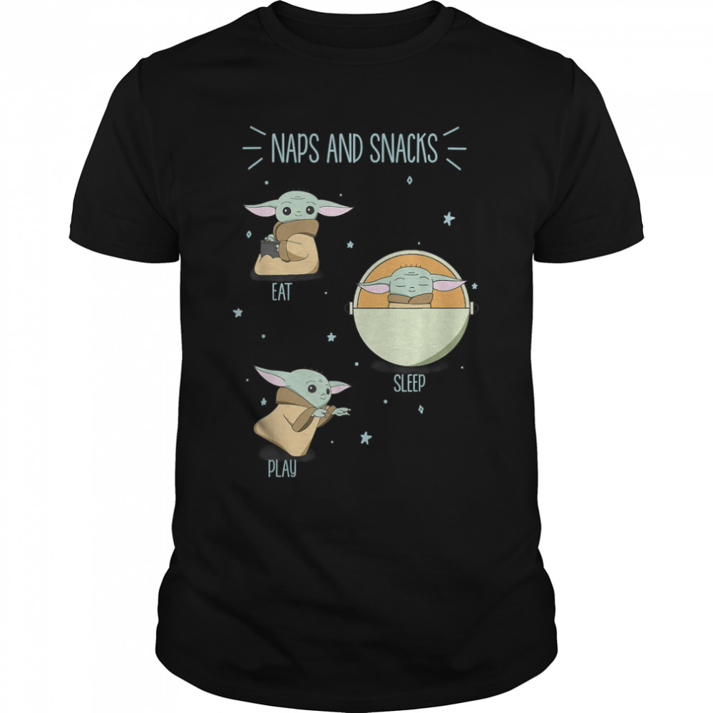 Star Wars The Mandalorian The Child Naps And Snacks Doodles T-Shirt