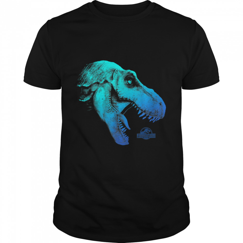 Jurassic World Two T-Rex Blue Gradient Graphic T-Shirt