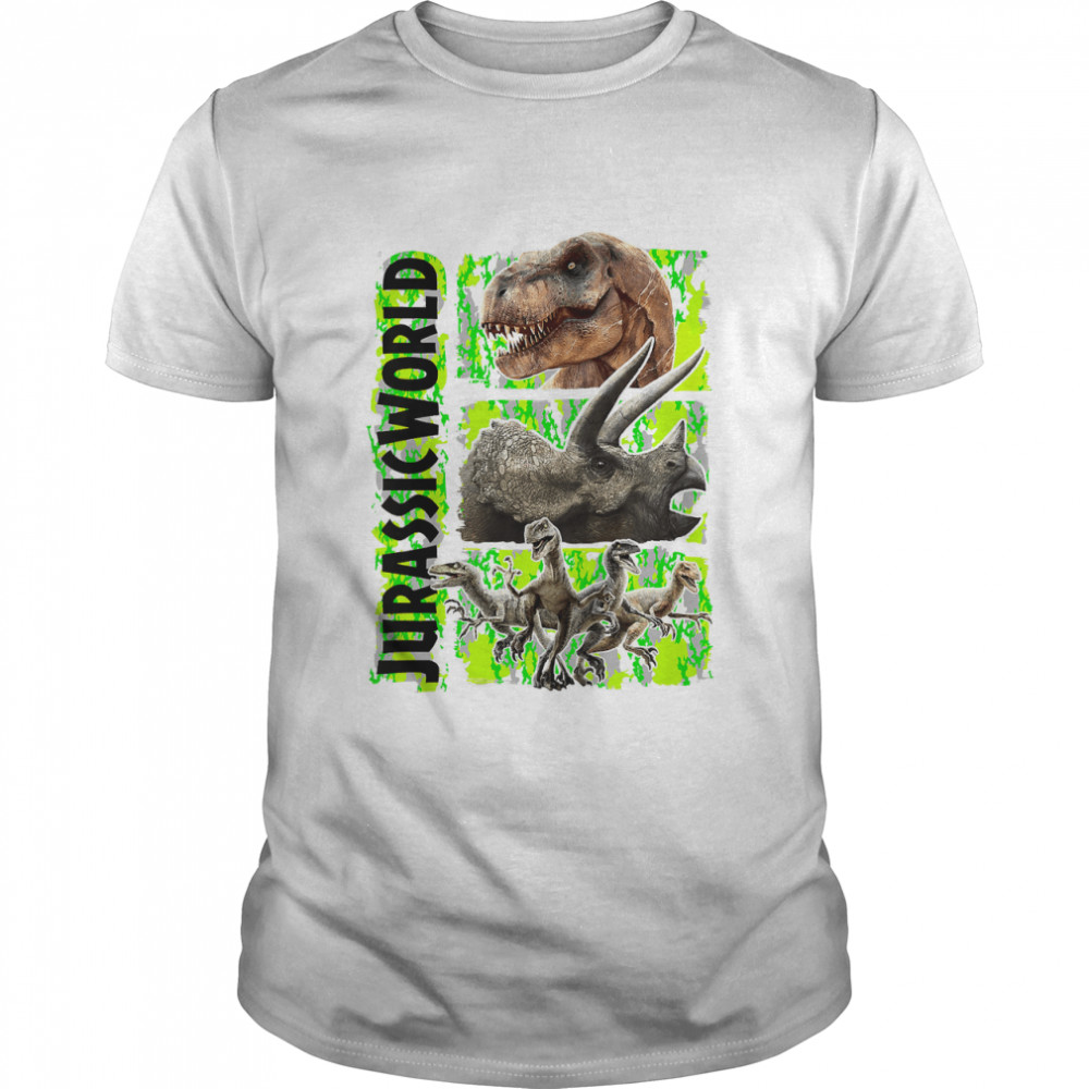 Kids Jurassic World Green Camo Dinosaur Trio Graphic T-Shirt