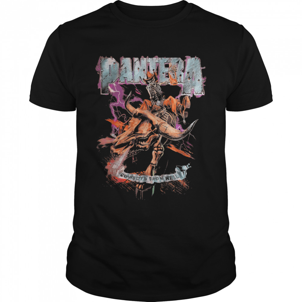 Pantera Official Cowboys From Hell Riding Skeleton T-Shirt T-Shirt