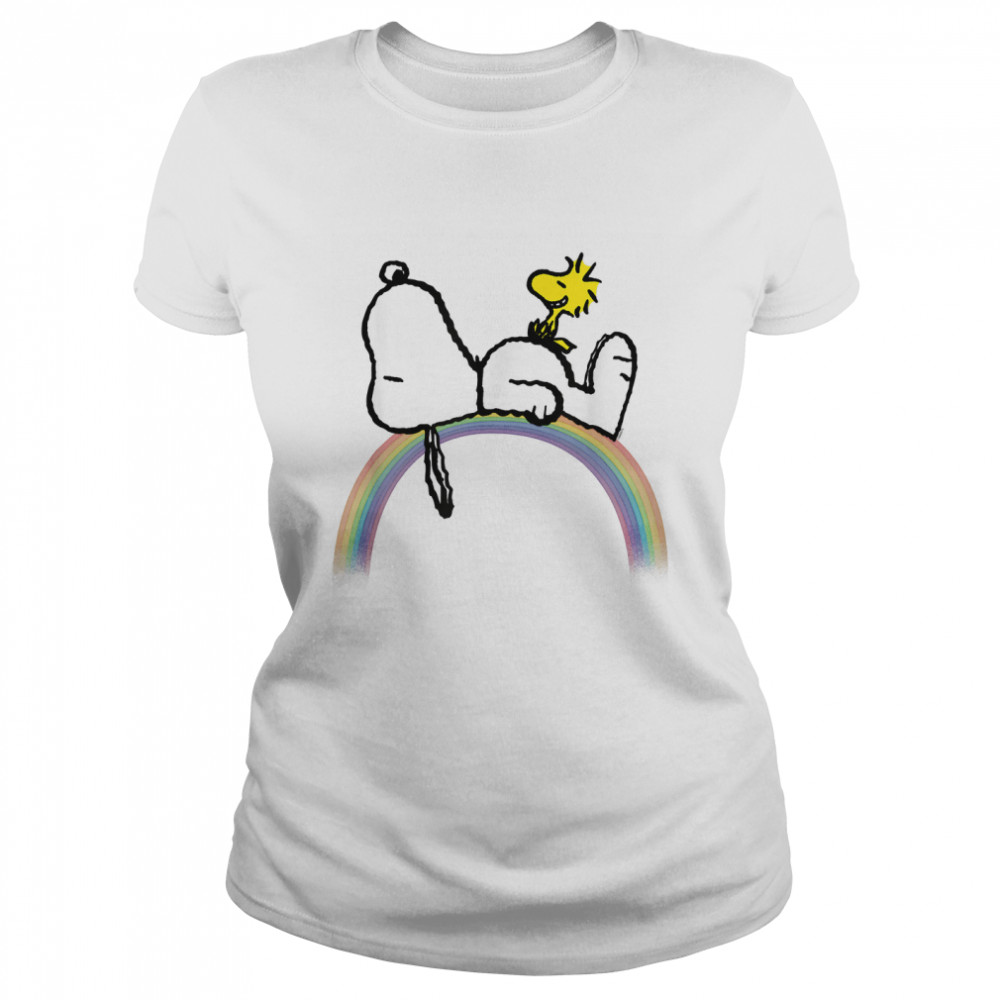 Peanuts Snoopy Woodstock rainbow T-shirt T-Shirt 9 Peanuts Snoopy Woodstock rainbow T-shirt T- Classic Women's T-shirt