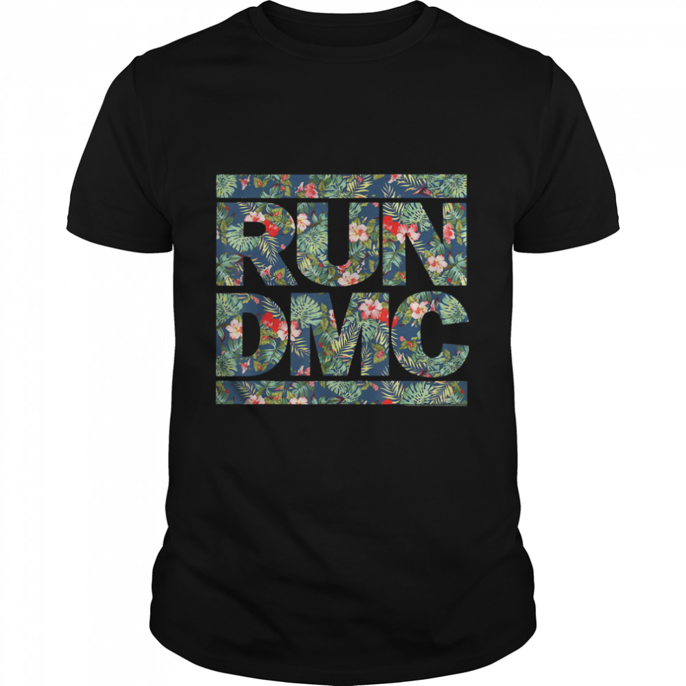 Run Dmc Official Floral Blue Logo T-Shirt