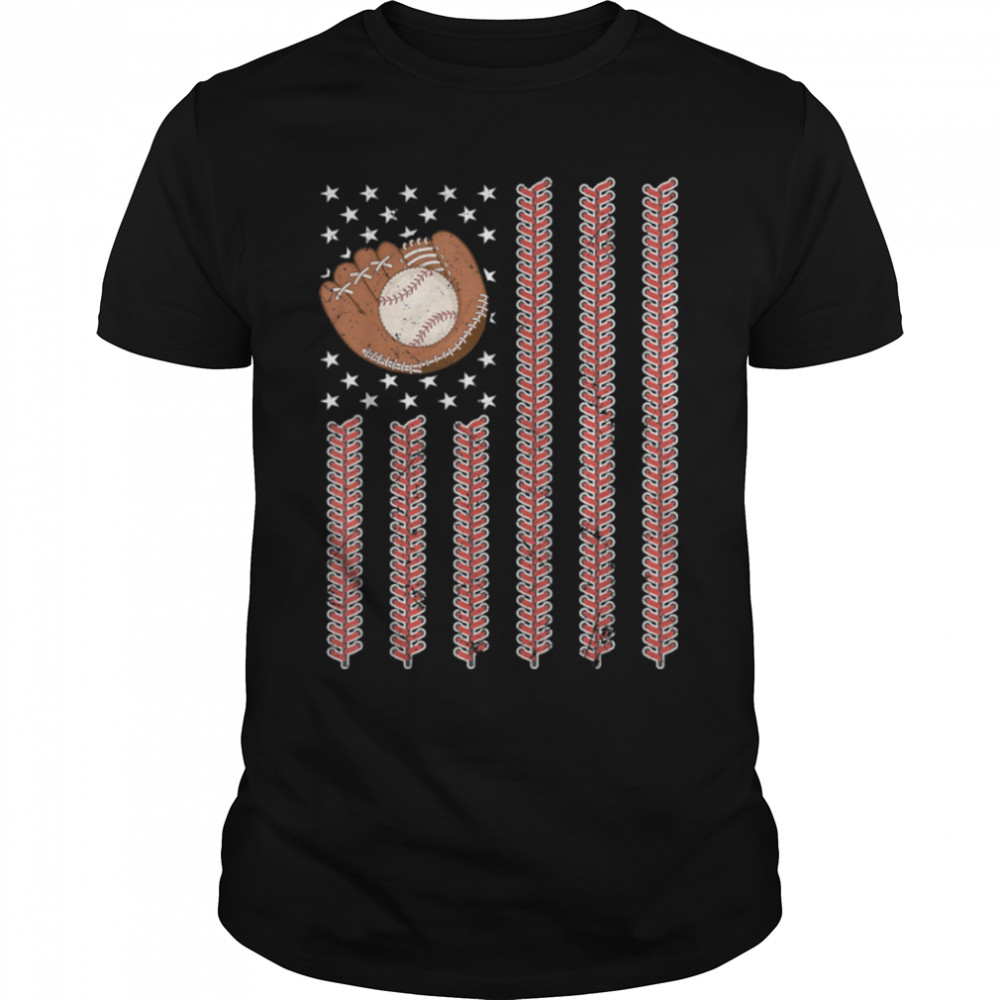 Vintage American Flag Baseball Dad Men Boy Kids 4th of July T- B0B2JNH88X Classic Men's T-shirt