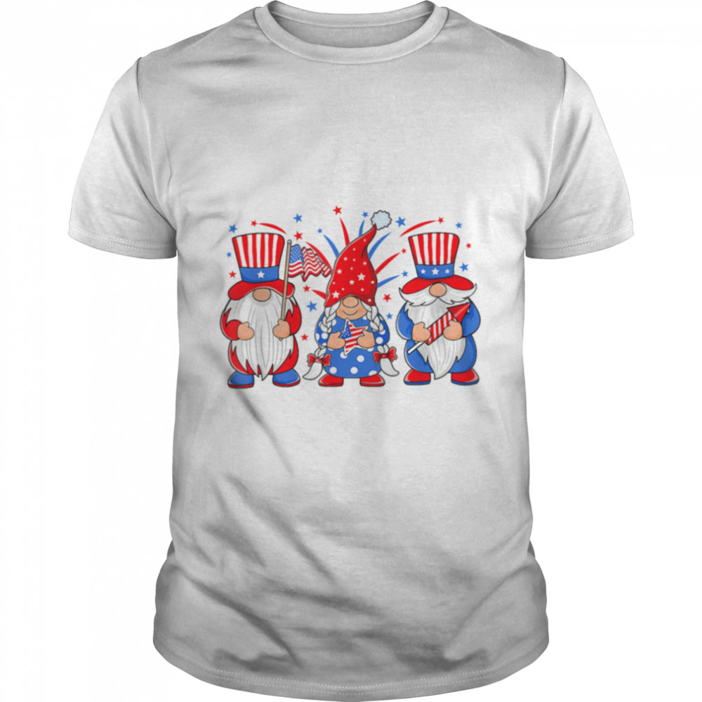 4th of July Gnomes Patriotic American Flag Cute Three Gnomes T-Shirt B0B2R68662