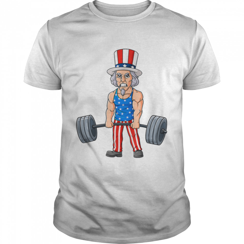 4Th Of July Uncle Sam Weightlifting Funny Deadlift Fitness T-Shirt B0B2R19Df5