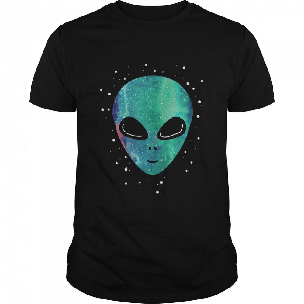 Alien Head Starry Night Sky Alien Lover Funny Gift T-Shirt