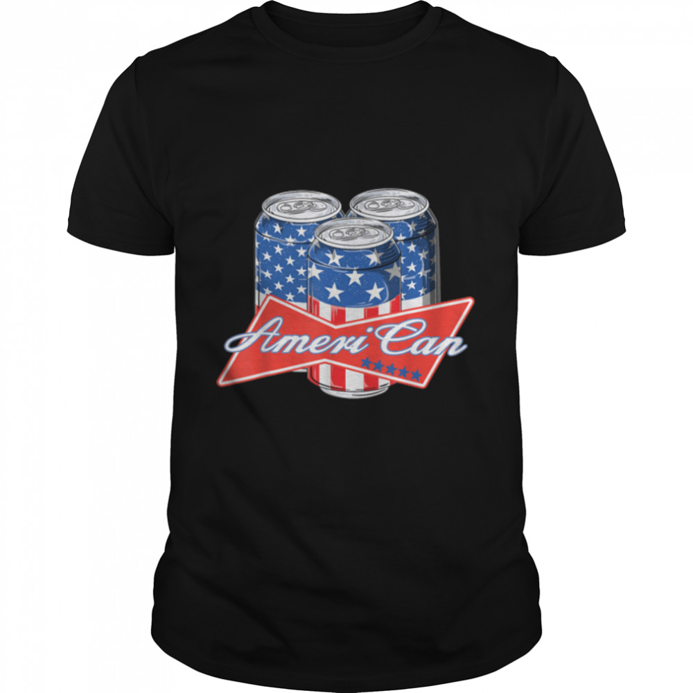 Ameri Can Beer Lover USA American Flag 4th of July Men Women T-Shirt B0B2P4Z2GX
